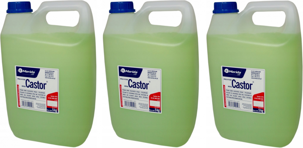 3x Mydło w płynie Merida Castor, naturalny, zapas, 5l