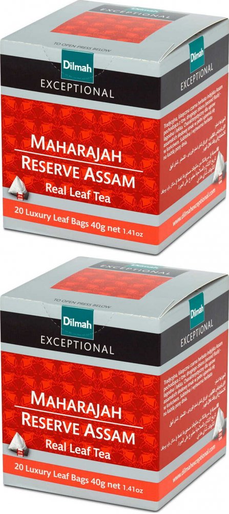 2x Herbata czarna w piramidkach Dilmah Exceptional Maharajah Reserve Assam, 20 sztuk x 2g