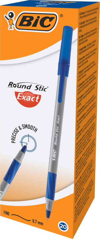 20x Długopis Bic Round Stic Exact, 0.8mm, niebieski
