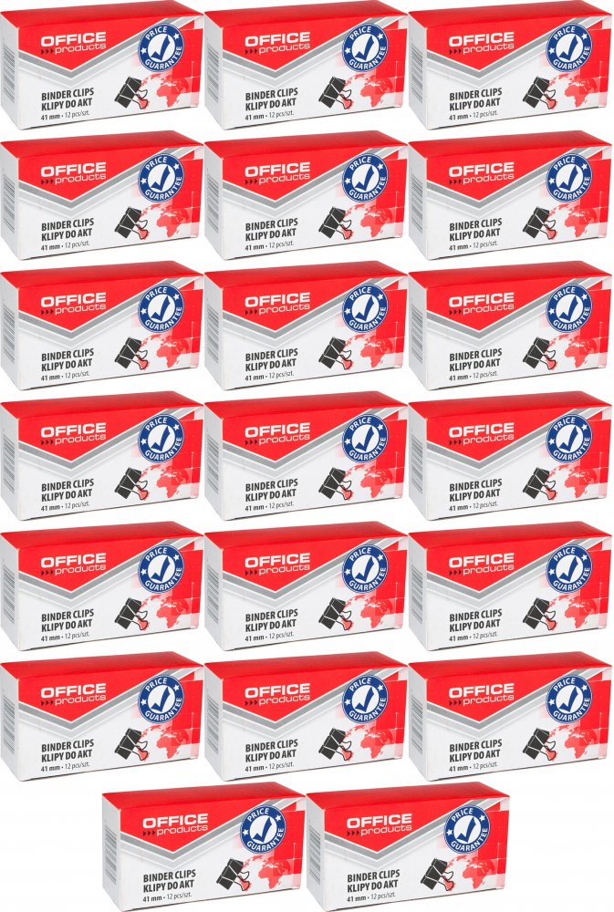 20x Klip biurowy Office Products, 41mm, 12 sztuk, czarny