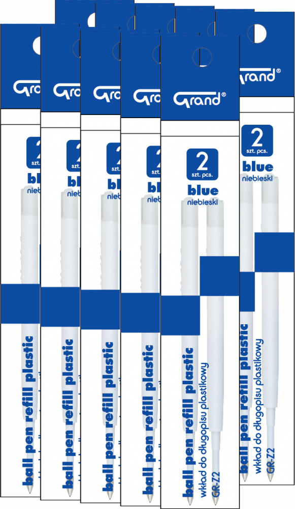 10x Wkład wielkopojemny Grand GR-Z2 typ Zenith, plastikowy, 1mm, 2 sztuki, niebieski