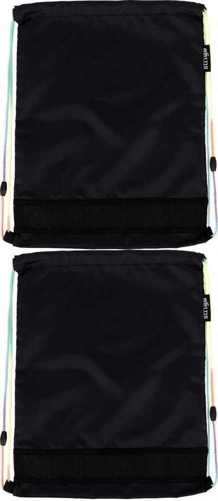2x Worek na buty Strigo Classic, 35x45cm, czarny, z kolorowymi sznurkami