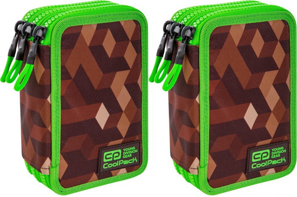 2x Piórnik szkolny CoolPack Jumper 3 City Jungle, 3-komorowy, z wyposażeniem