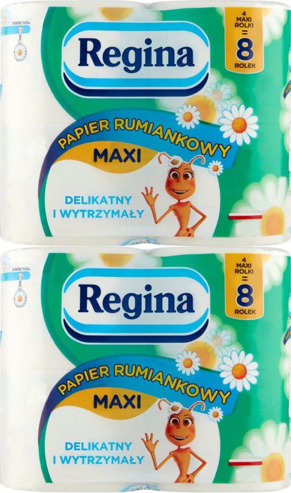 2x Papier toaletowy Regina Rumiankowy Maxi, 3-warstwowy, 4 rolki, biały