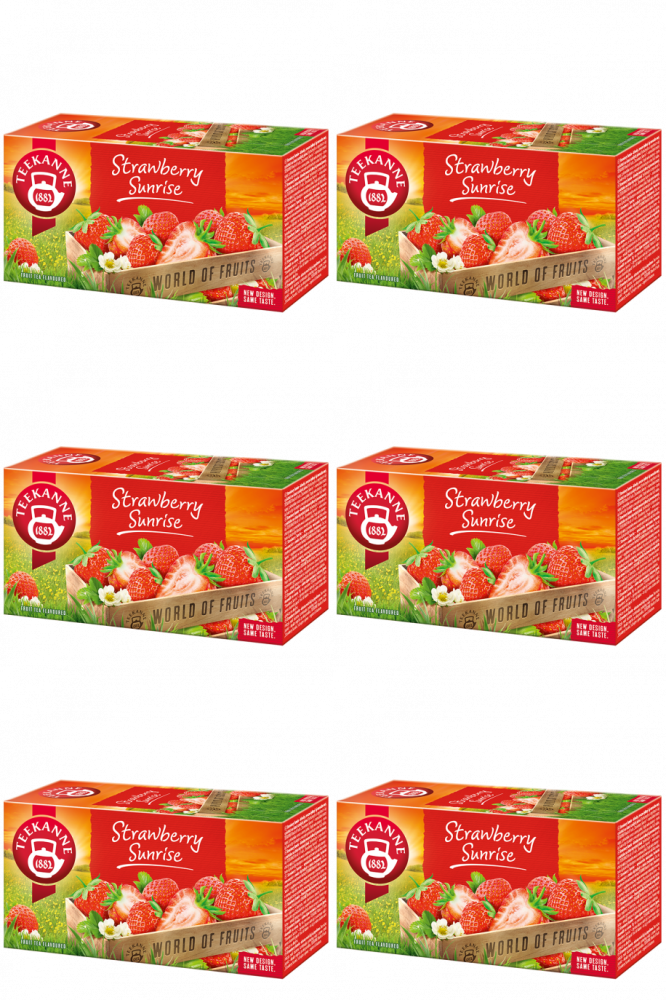 6x Herbata owocowa w torebkach Teekanne Strawberry Sunrise, truskawka, 20 sztuk x 2.5g