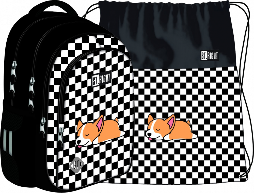 Zestaw: Plecak + worek na buty St.Right Sleepy Corgi