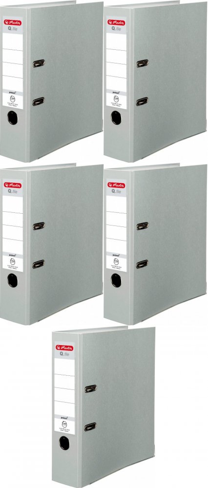 5x Segregator A4 Herlitz Q.file, 80mm, szary