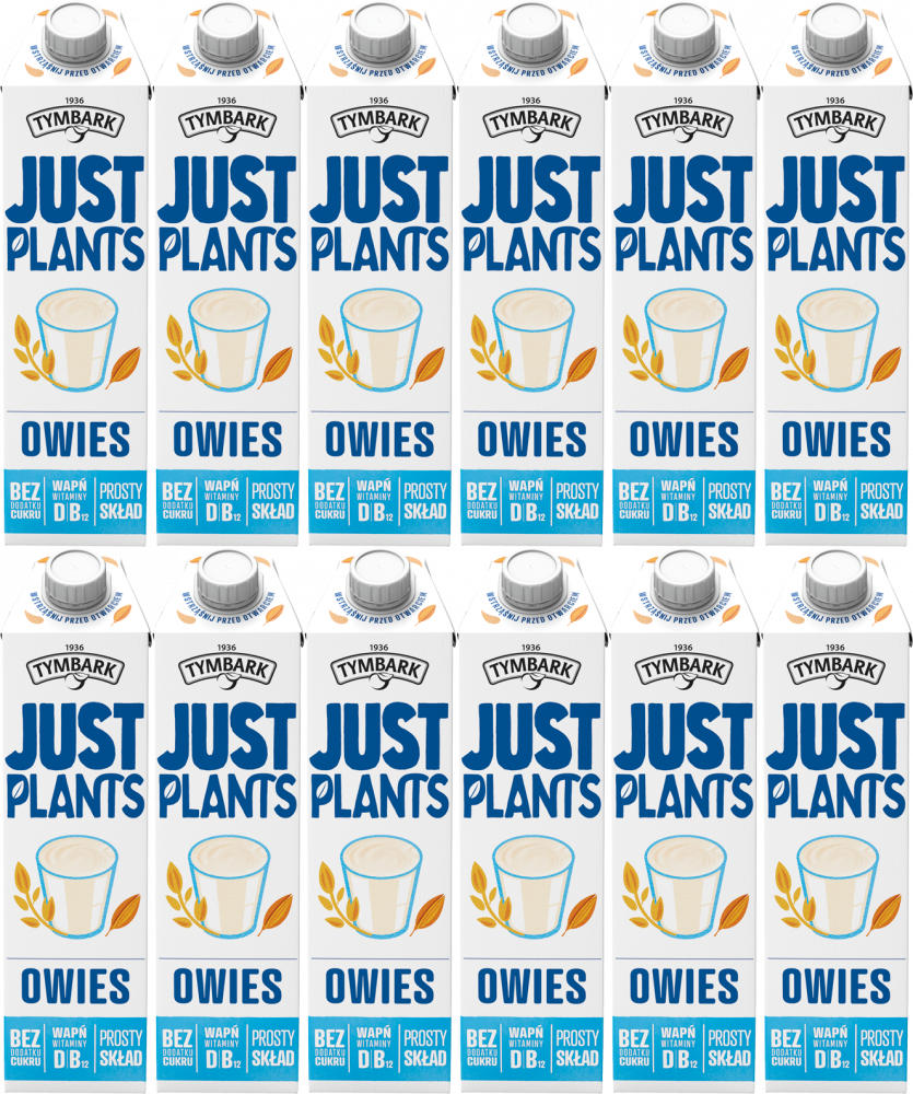 12x Napój owsiany Tymbark Just Plants, bez cukru, 1l