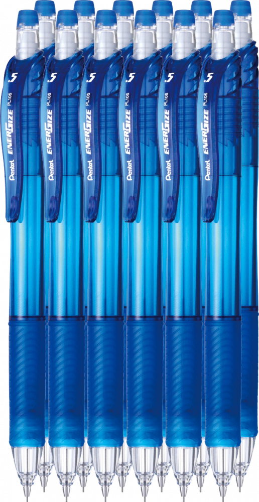12x Ołówek automatyczny Energize Pentel PL105, 0.5mm, z gumką, niebieski