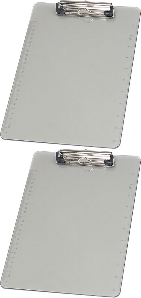 2x Clipboard D. Rect, A4, z nadrukiem linijki, mix kolorów transparentnych