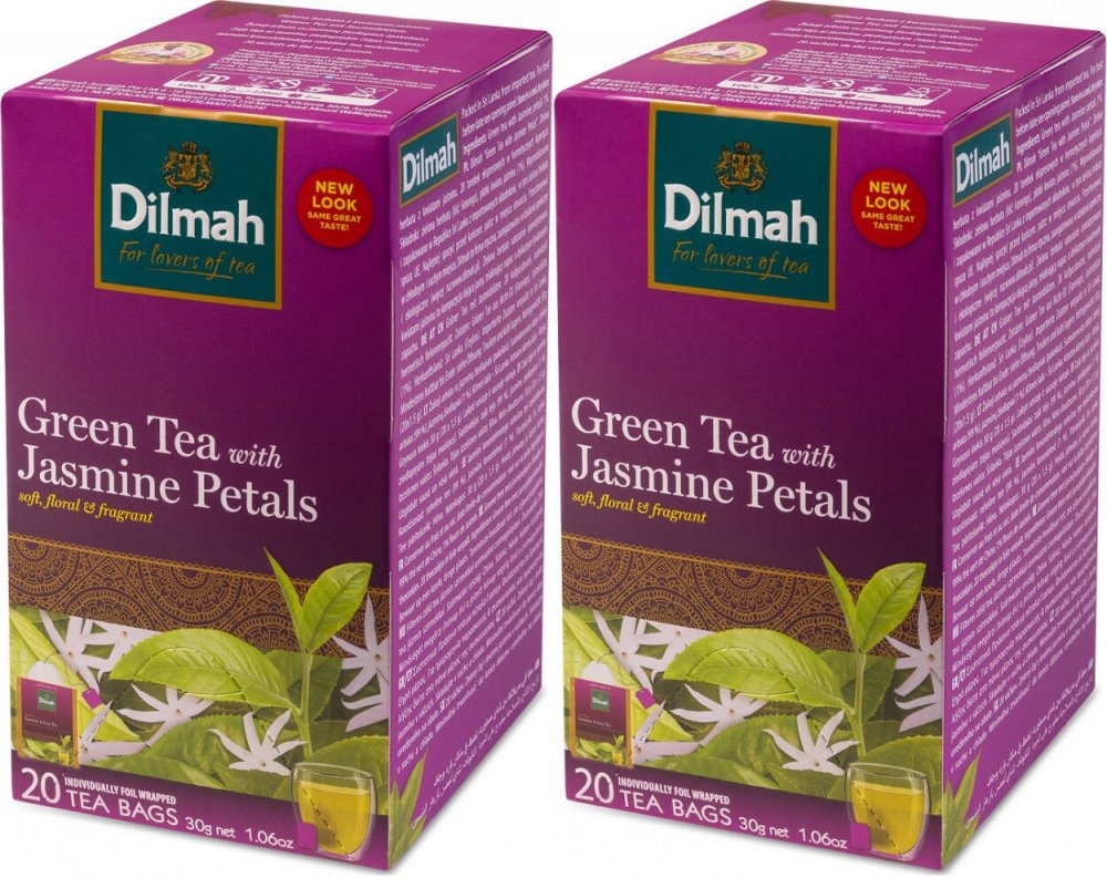 2x Herbata zielona smakowa w kopertach Dilmah Jasmine Green Tea, 20 sztuk x 1.5g