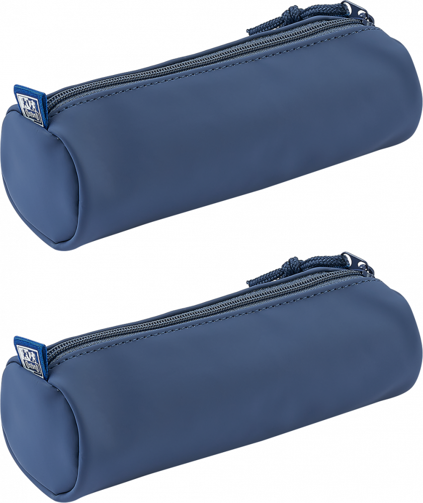 2x Piórnik tuba Oxford School, bez wyposażenia, 22x7.5cm, poliuretan, jeansowy