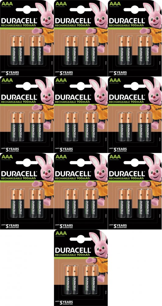10x Akumulatorki Duracell, AAA, 900mAh, 4 sztuki