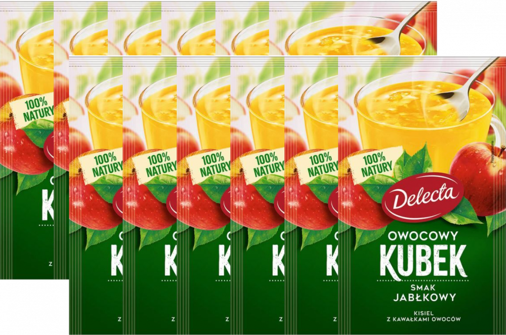12x Kisiel Delecta Owocowy Kubek z kawałkami owoców, jabłkowy, 30g