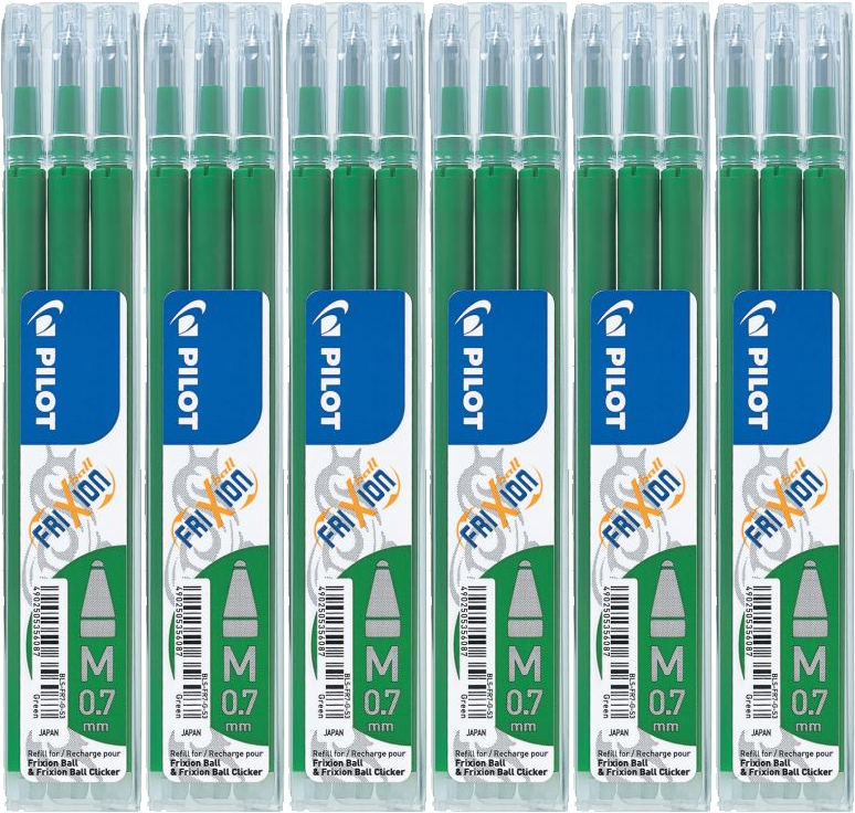 6x Wkład do wymazywalnego pióra kulkowego Pilot, Frixion, 0.7mm, 3 sztuki, zielony