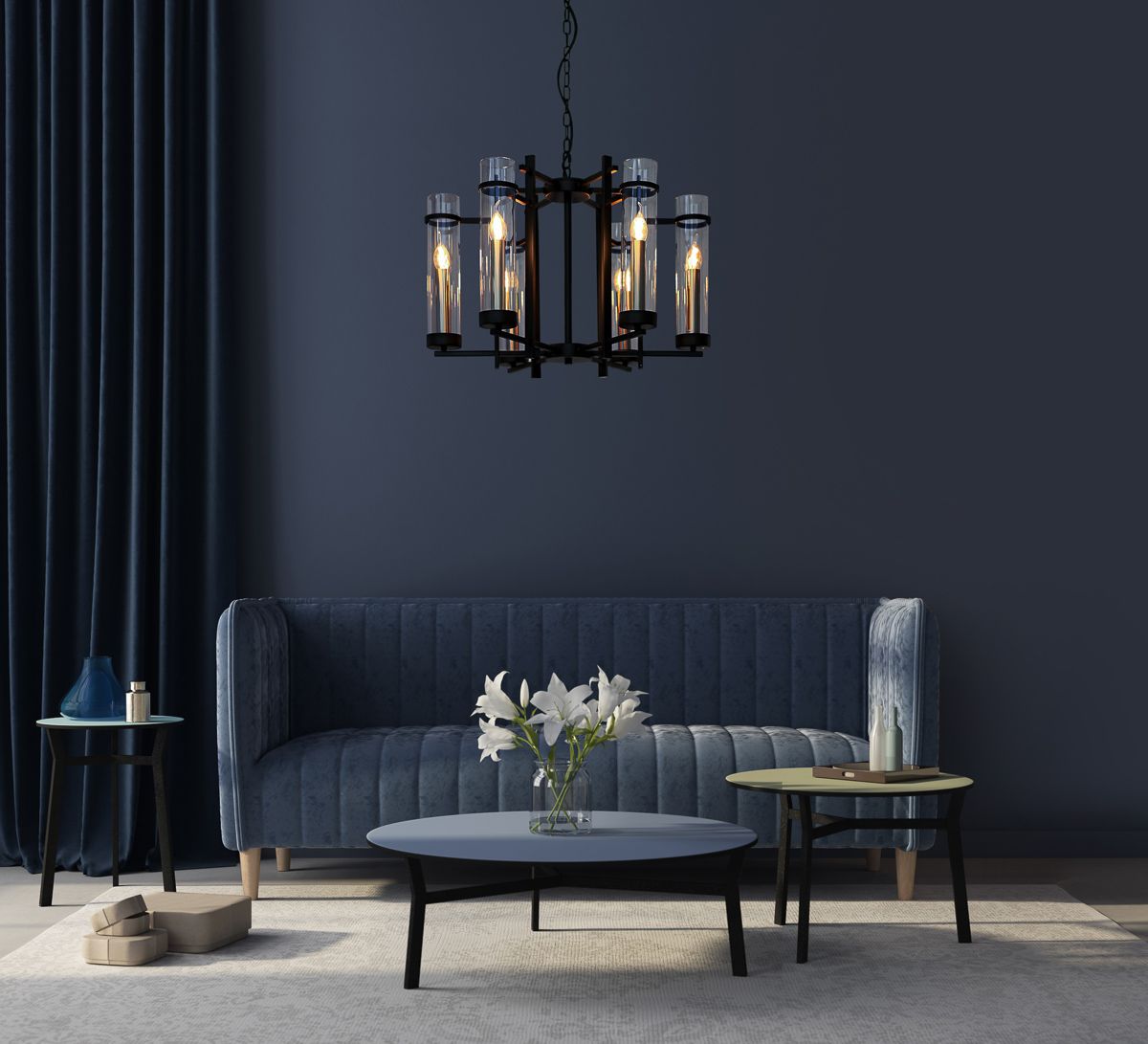 Italux Aspen lampa wisząca 6x40 W czarna PND-31186-6A-BL