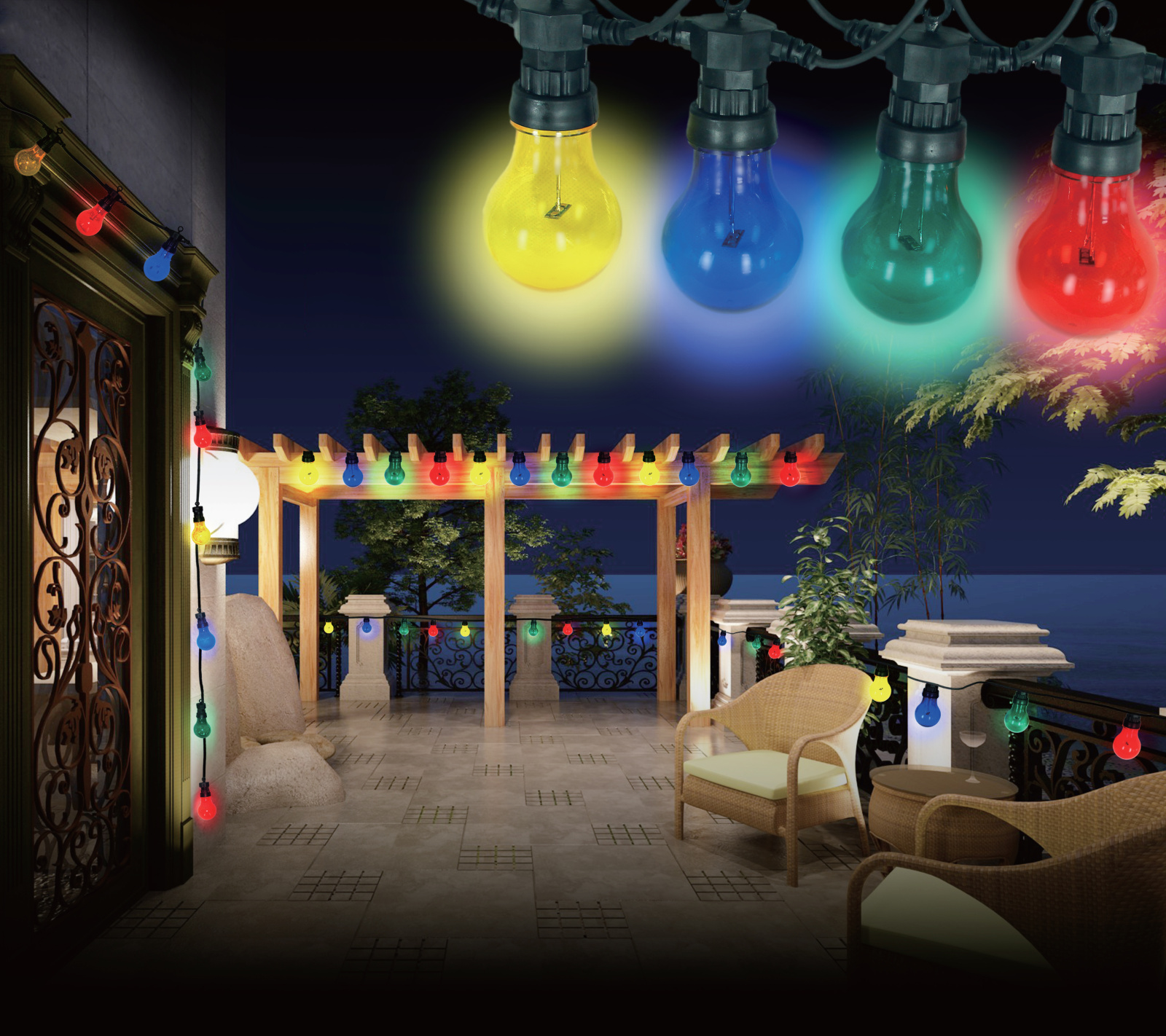 Globo Lighting Nirvana łańcuch lamp zewnętrzny x4,2 W czarna-multikolor 3400S