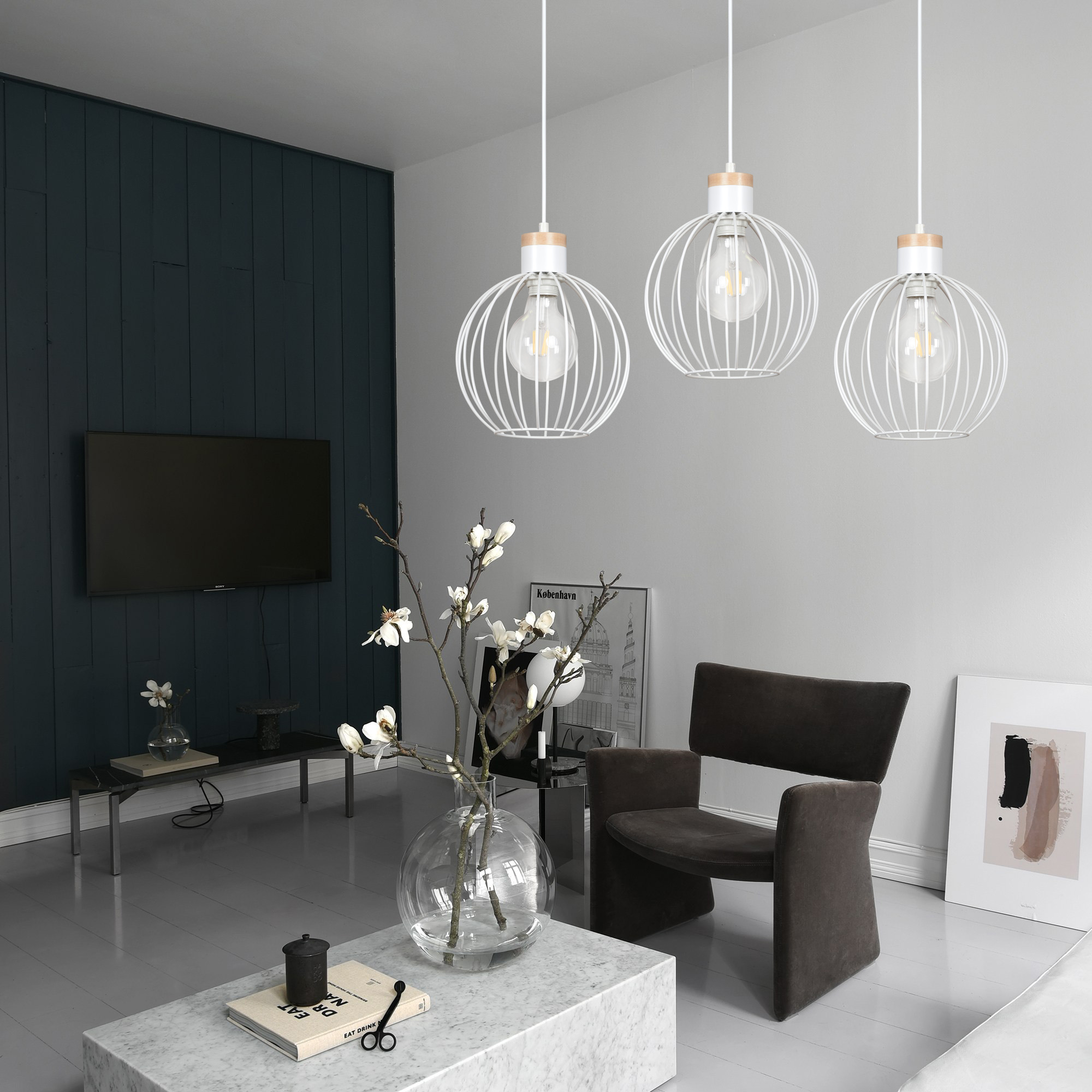 Emibig Barbado lampa wisząca 3x15 W biała 755/3