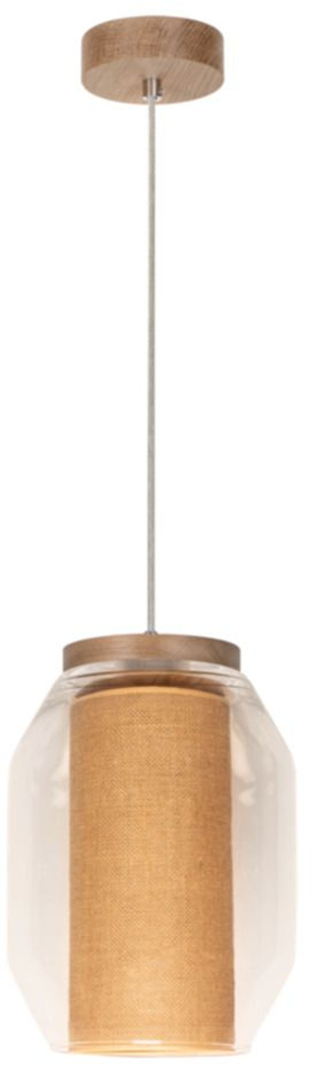 Britop Lighting Vaso Jute lampa wisząca 1x15W dąb/szkło przezroczyste 179110174