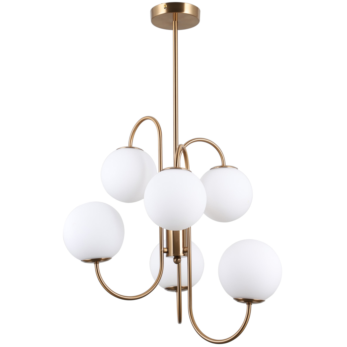 Italux Gela lampa wisząca 6x5 W biała-miodowy mosiądz PND-5500-6-HBR