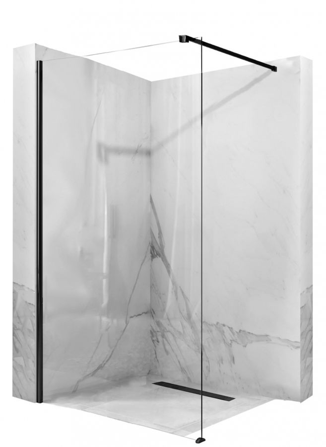 Rea Aero Black ścianka prysznicowa 80 cm wolnostojąca czarny półmat/szkło przezroczyste REA-K7580