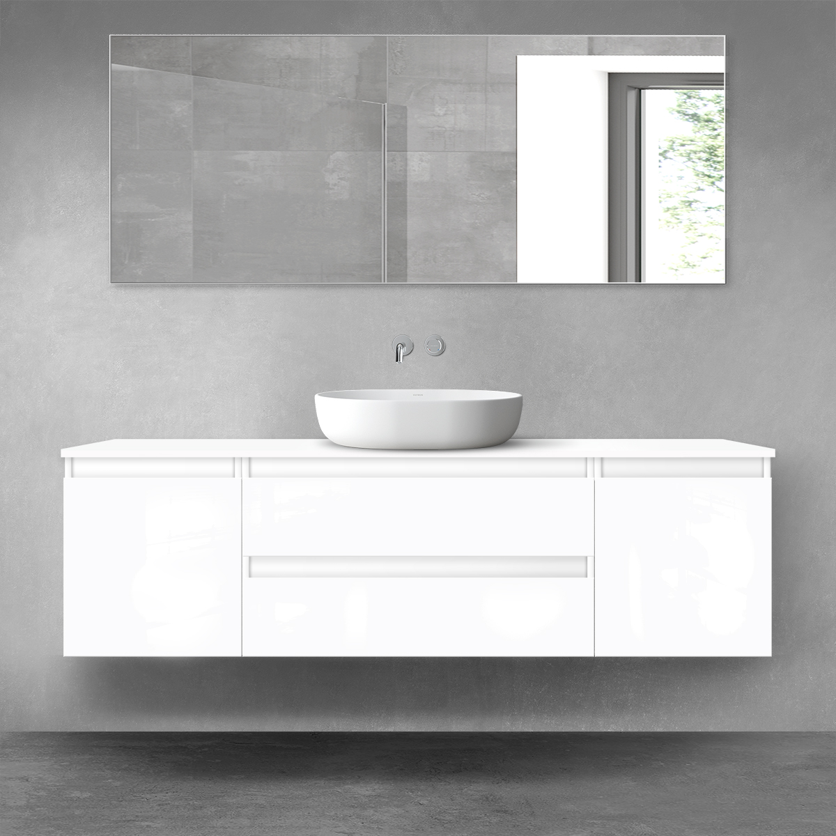 Oltens Vernal zestaw mebli łazienkowych 160 cm z blatem biały połysk 68378000 - Wysyłka w 24h