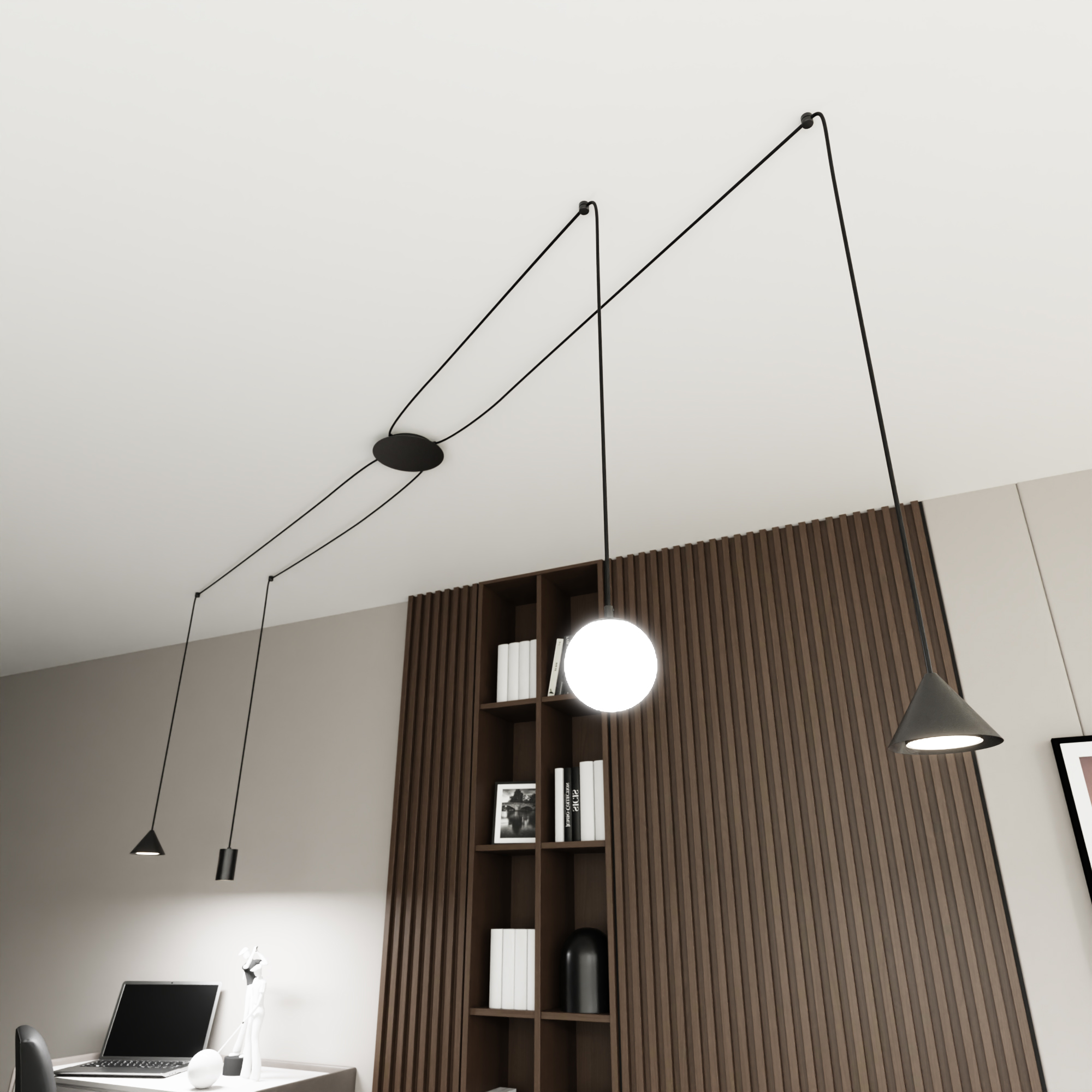 Emibig Fuji lampa wisząca 4x10 W czarna 13494