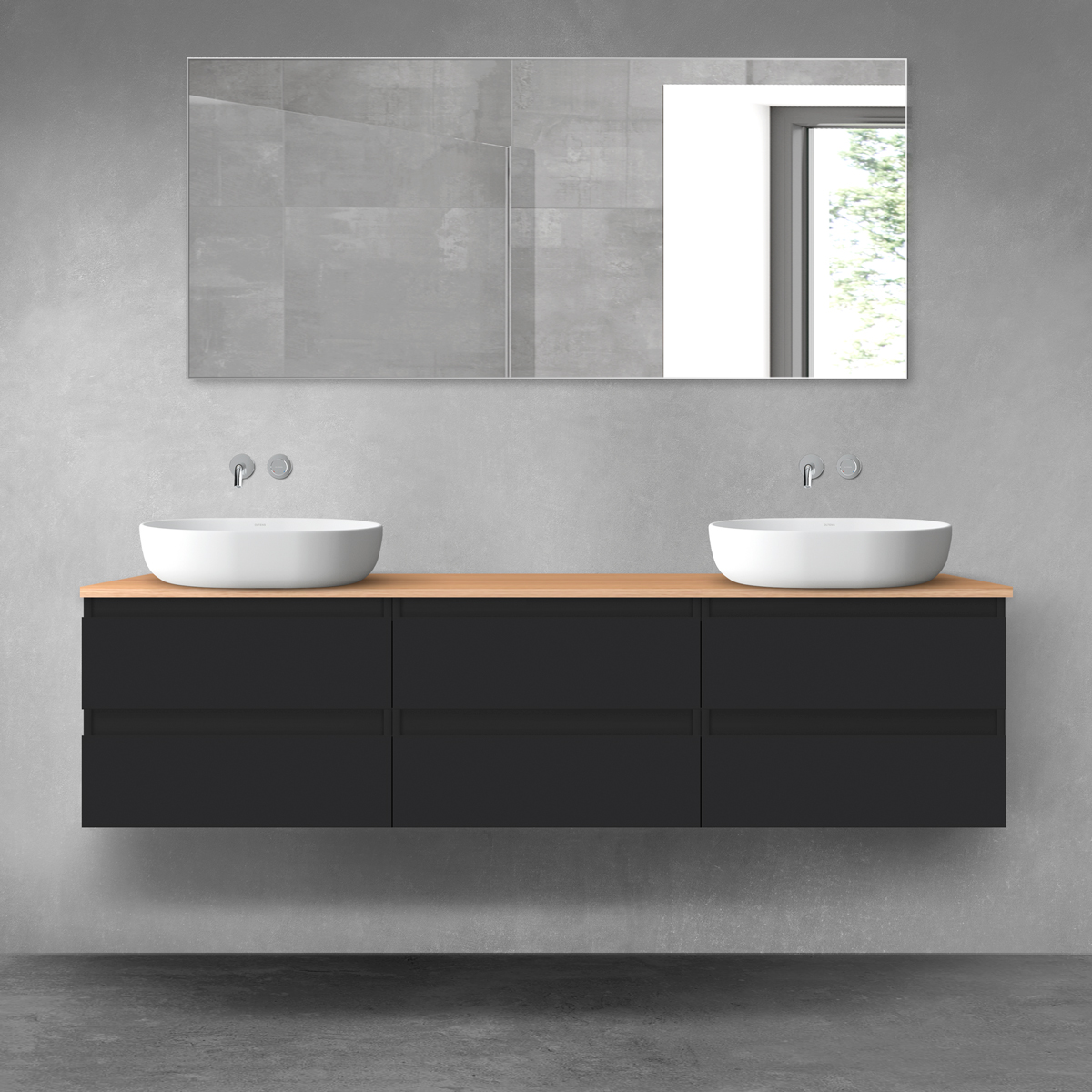 Oltens Vernal zestaw mebli łazienkowych 180 cm z blatem czarny mat/dąb 68496300 - Wysyłka w 24h