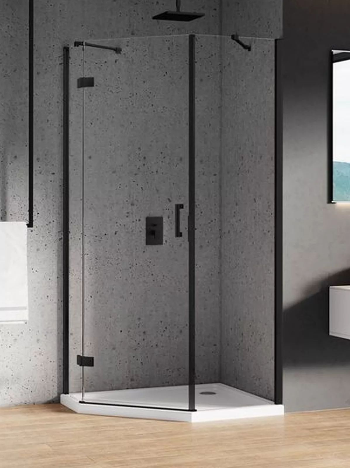 New Trendy New Azura Black kabina prysznicowa 100x80 cm czarny mat/szkło przezroczyste K-0675
