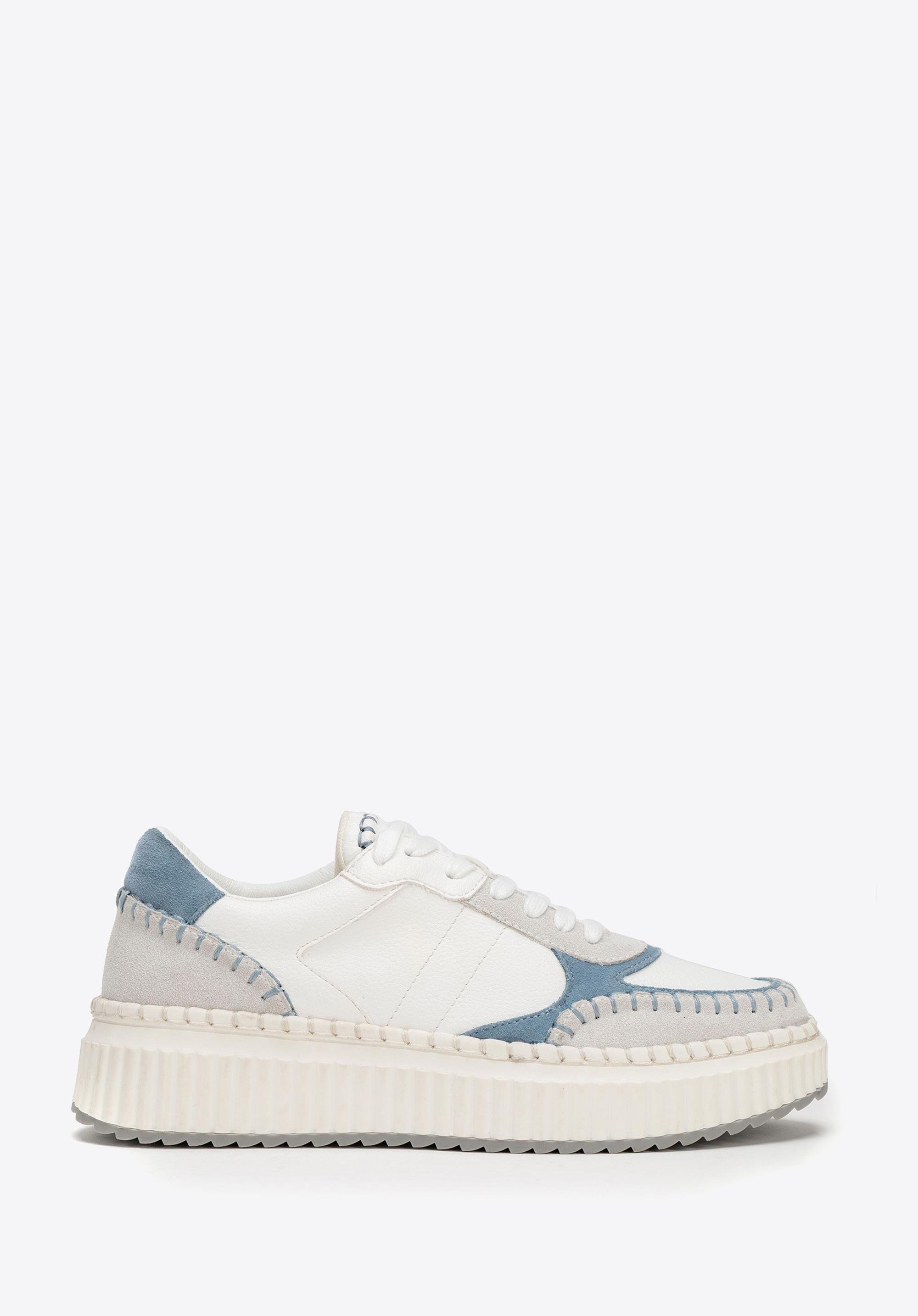 Damskie sneakersy z ekoskóry i skóry zamszowej niebieskie