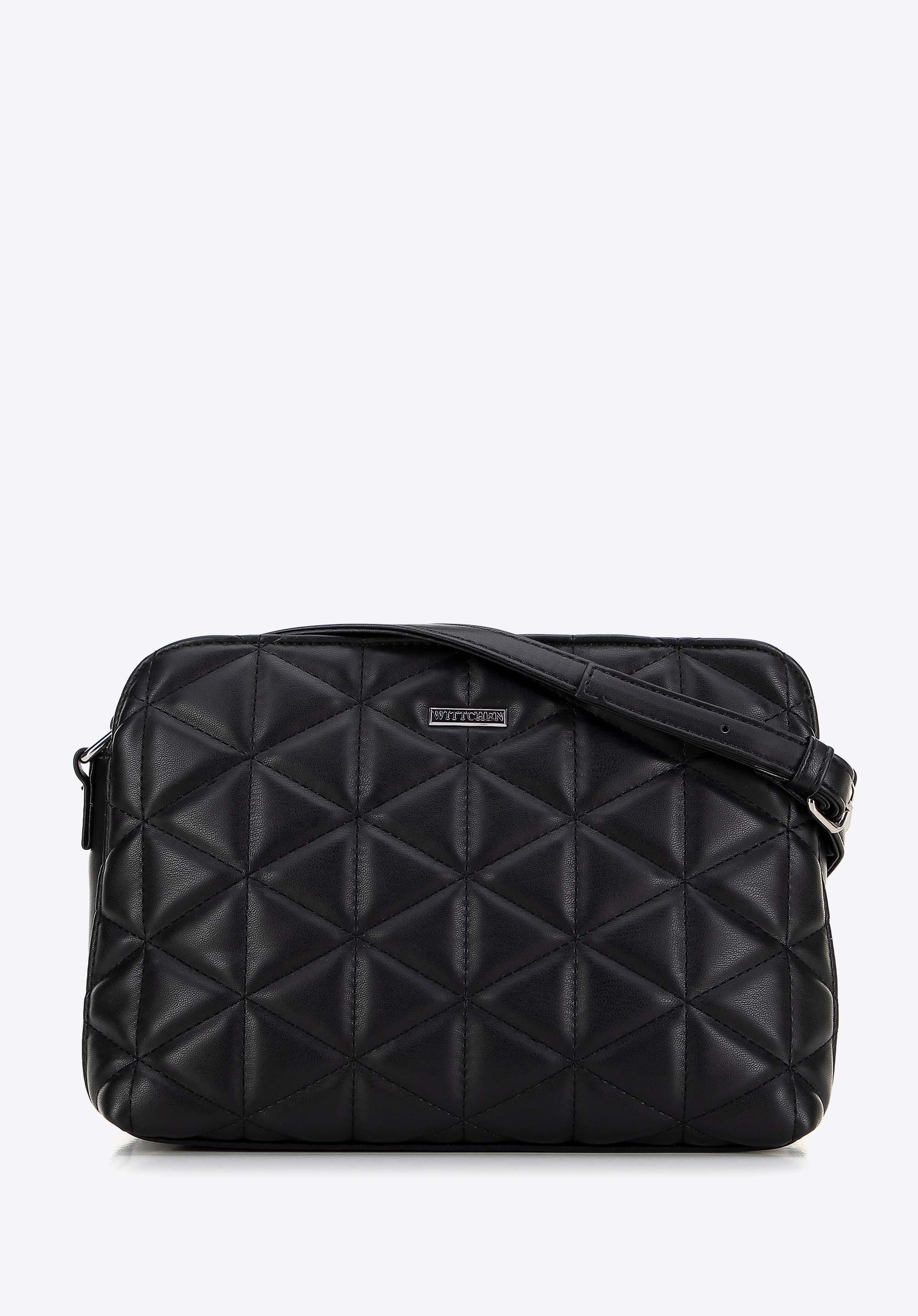 Damska crossbody w geometryczny wzór z ekoskóry czarna