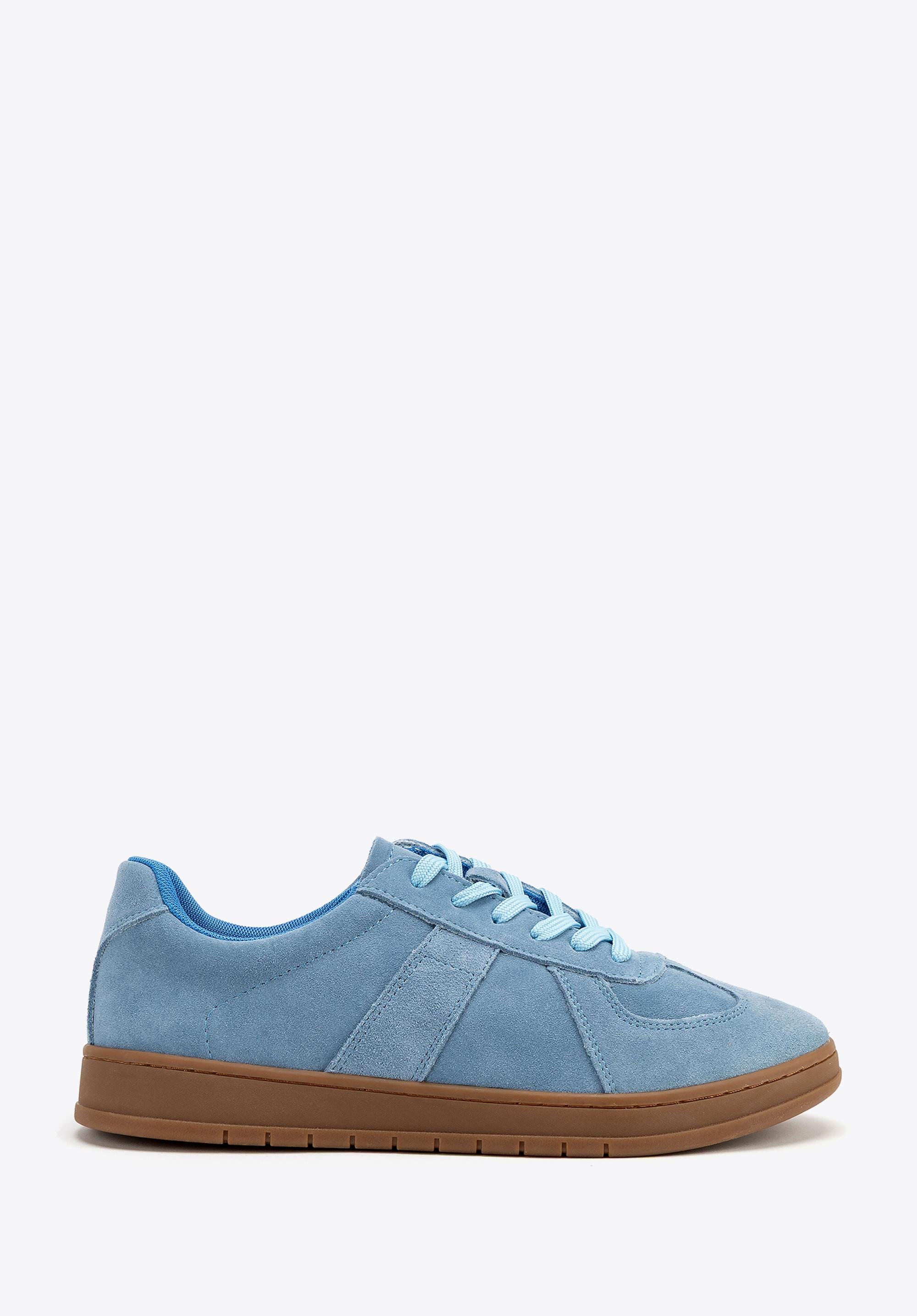 Sneakersy męskie ze skóry zamszowej niebieskie