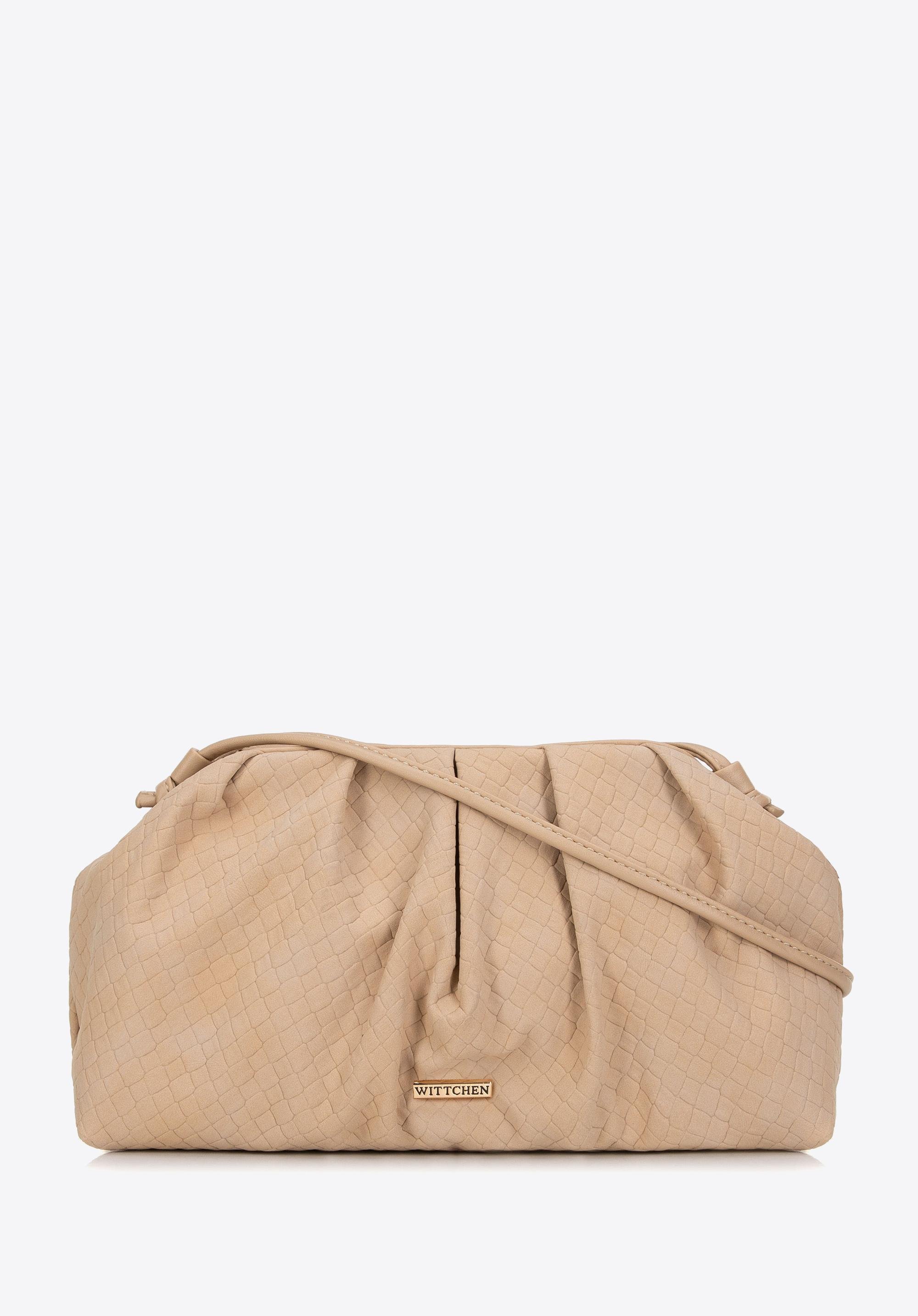 Damska torebka crossbody z marszczeniem jasny beż