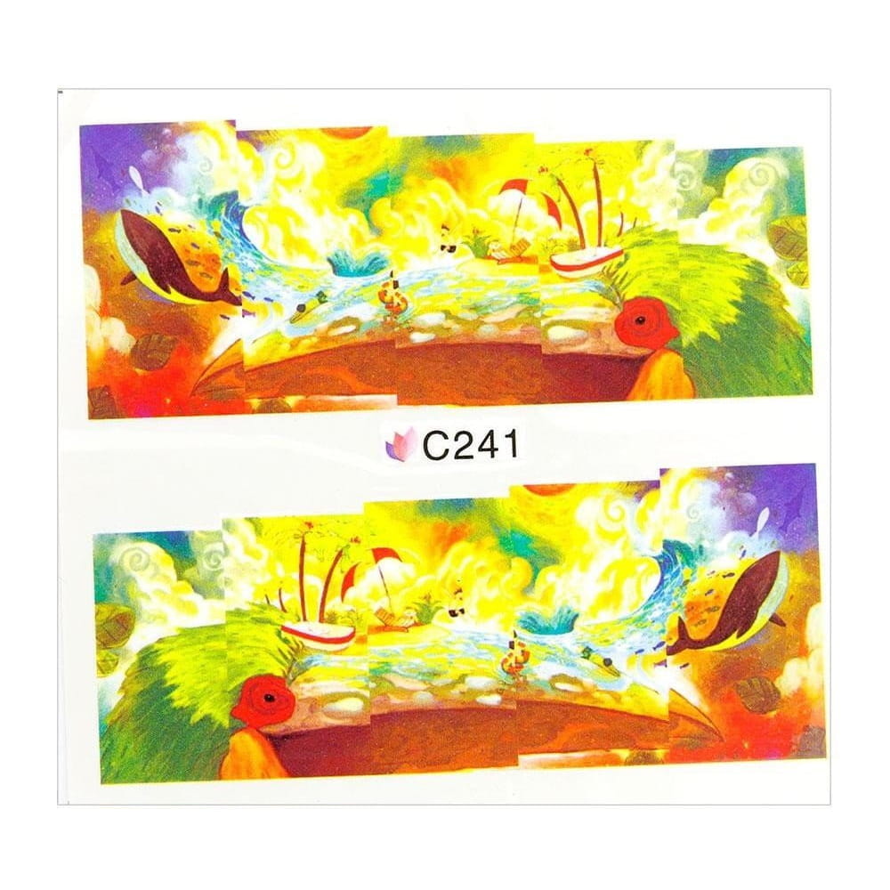 Naklejki wodne do paznokci arkusz 7 x 6,5 cm na 10 palców Nr c241