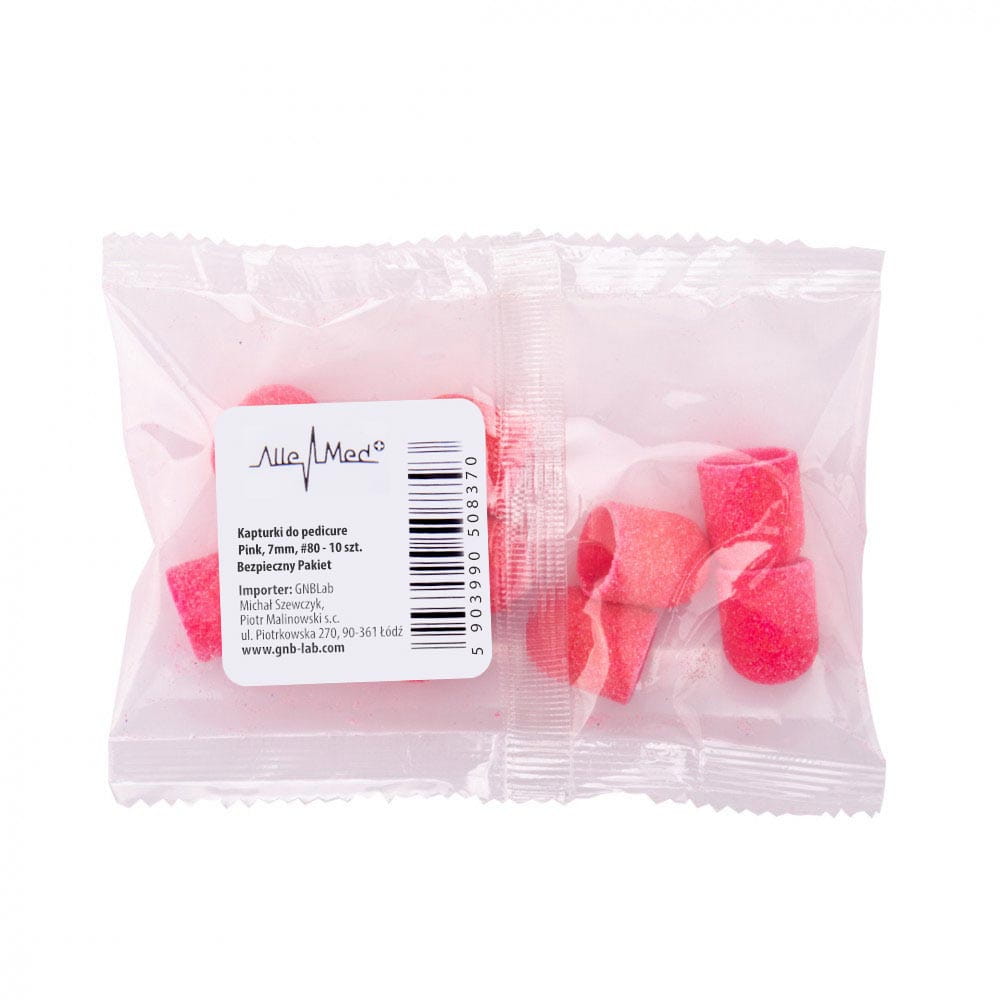 Kapturki do pedicure 7 mm gradacja 80 10 szt Fabric Podo AlleMed Różowy Pink