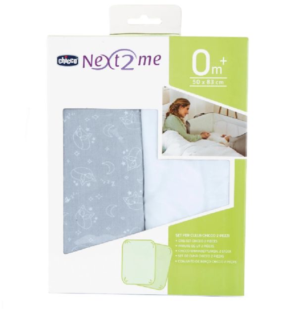 Chicco Prześcieradło do łóżeczek Next2Me 2 sztuki-Grey Fox