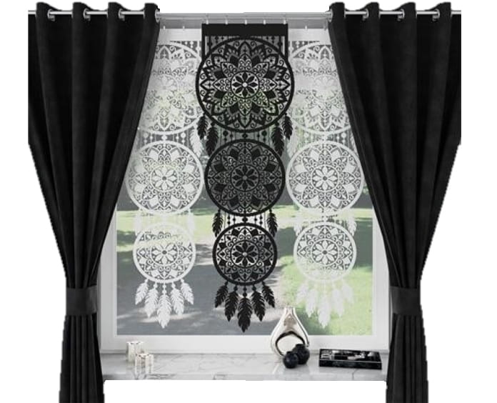 Panel żakardowy Łapacz Snów 140x43 czarny - idealny do sypialni