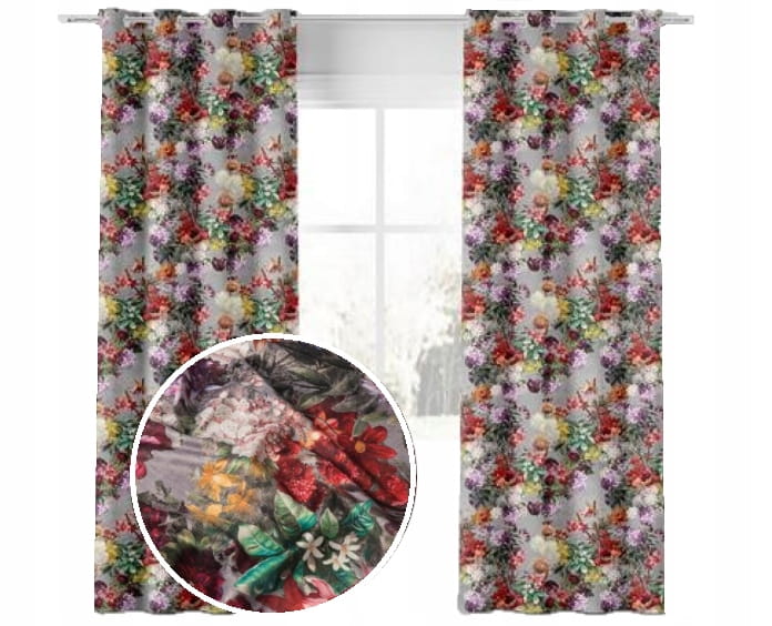 Zasłona na taśmie kwiaty velvet Azalia 230x150