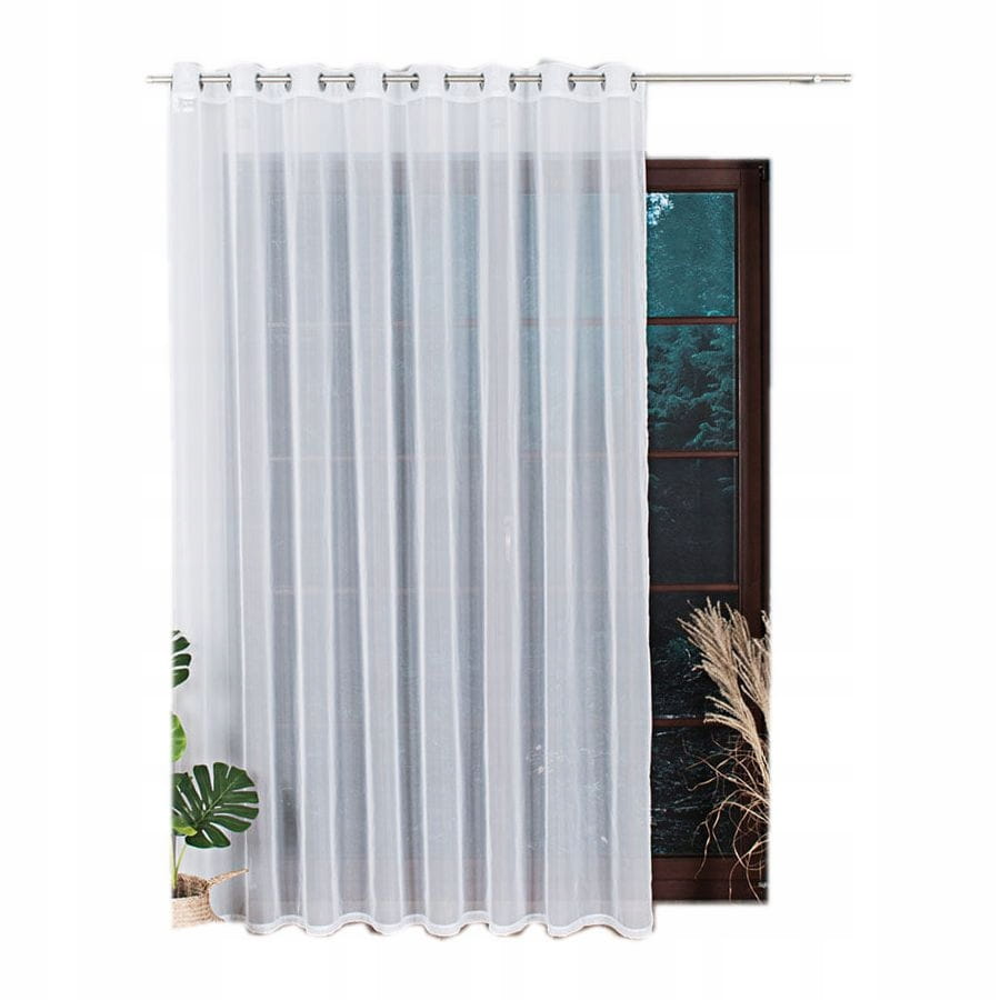 Firana z woalu na przelotkach 250x500 cm biała - elegancka dekoracja salonu