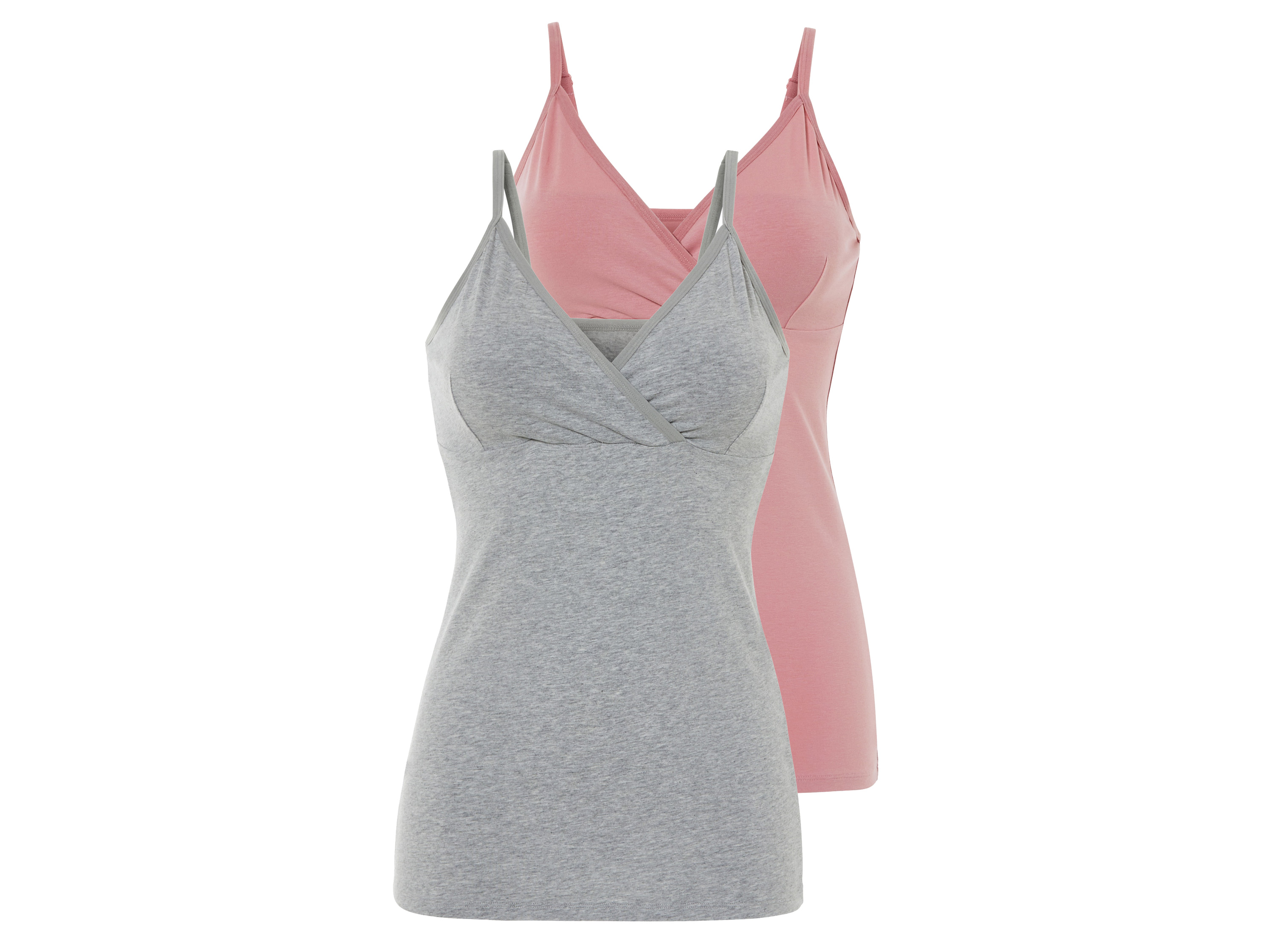 esmara Topy damskie do karmienia z bawełny organicznej, 2 sztuki XS 32/34, Szary/różowy