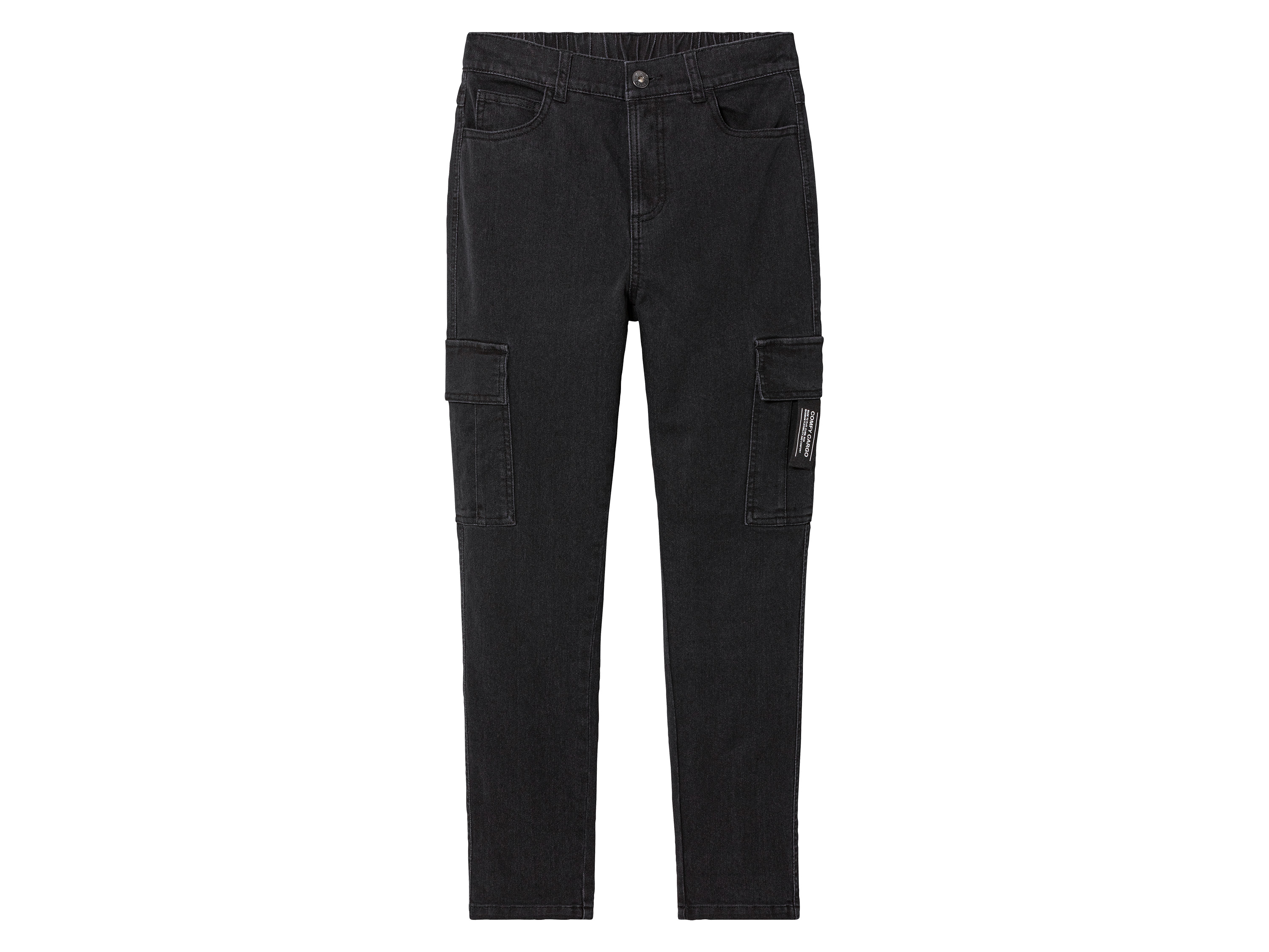 pepperts! Jeansy chłopięce cargo, slim fit 146, Czarny