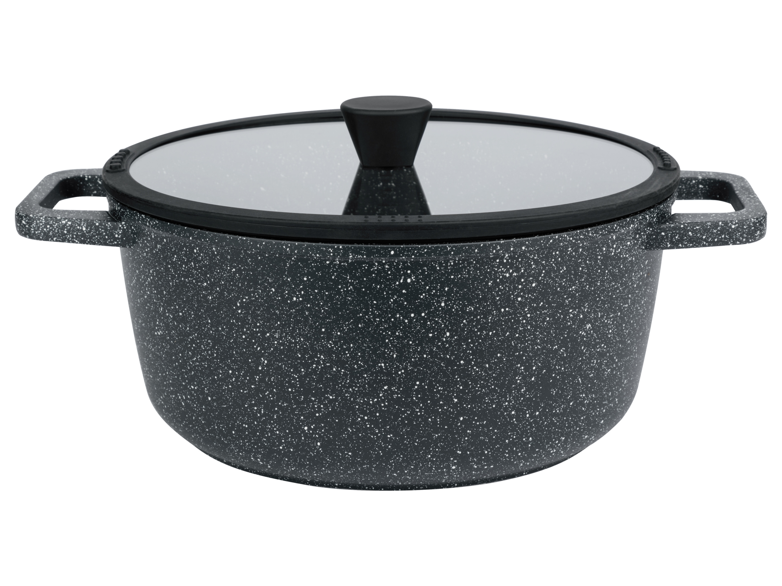 Livarno home Garnek aluminiowy z miarką, Ø 28 cm Granistone czarny