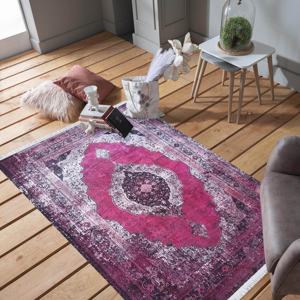 Dywan - 80 x 300 cm - Różowy - Klasyczny - Dywanopol