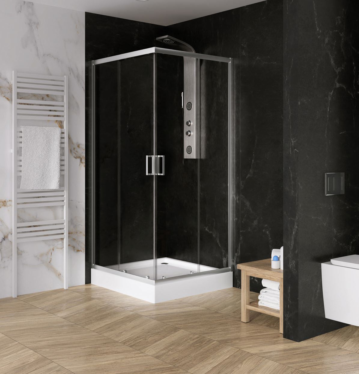 Darmowa Dostawa - Kabina prysznicowa kwadratowa 80x80 cm chrom New Trendy Suvia K0791