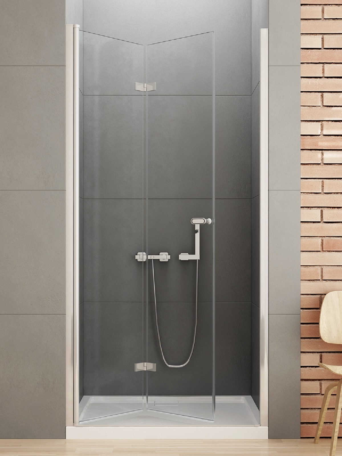 Darmowa Dostawa - Drzwi prysznicowe 120 cm składane chrom połysk/szkło przezroczyste New Trendy New Soleo D0137A