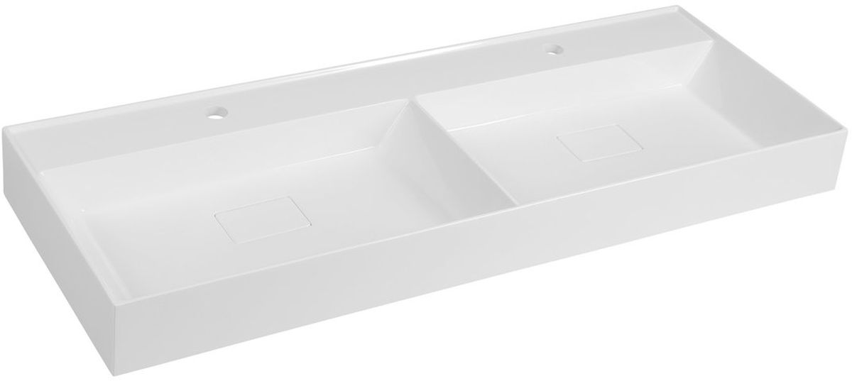 Darmowa Dostawa - Umywalka 119x44 cm prostokątna ścienna-meblowa-podwójna biała Sapho Godiva GU119
