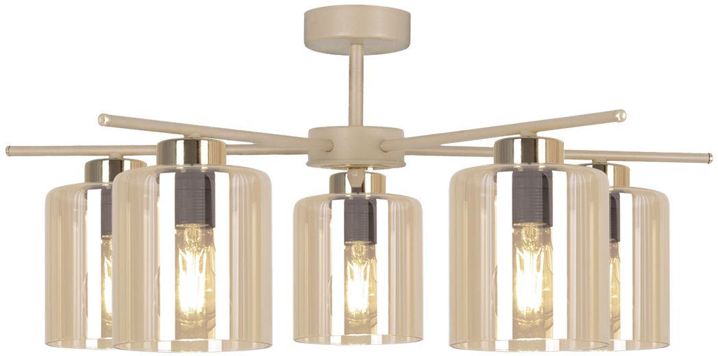 Darmowa Dostawa - Lampa podsufitowa 5x15 W złota-bursztynowa-beżowa Kaja Vanes K5812