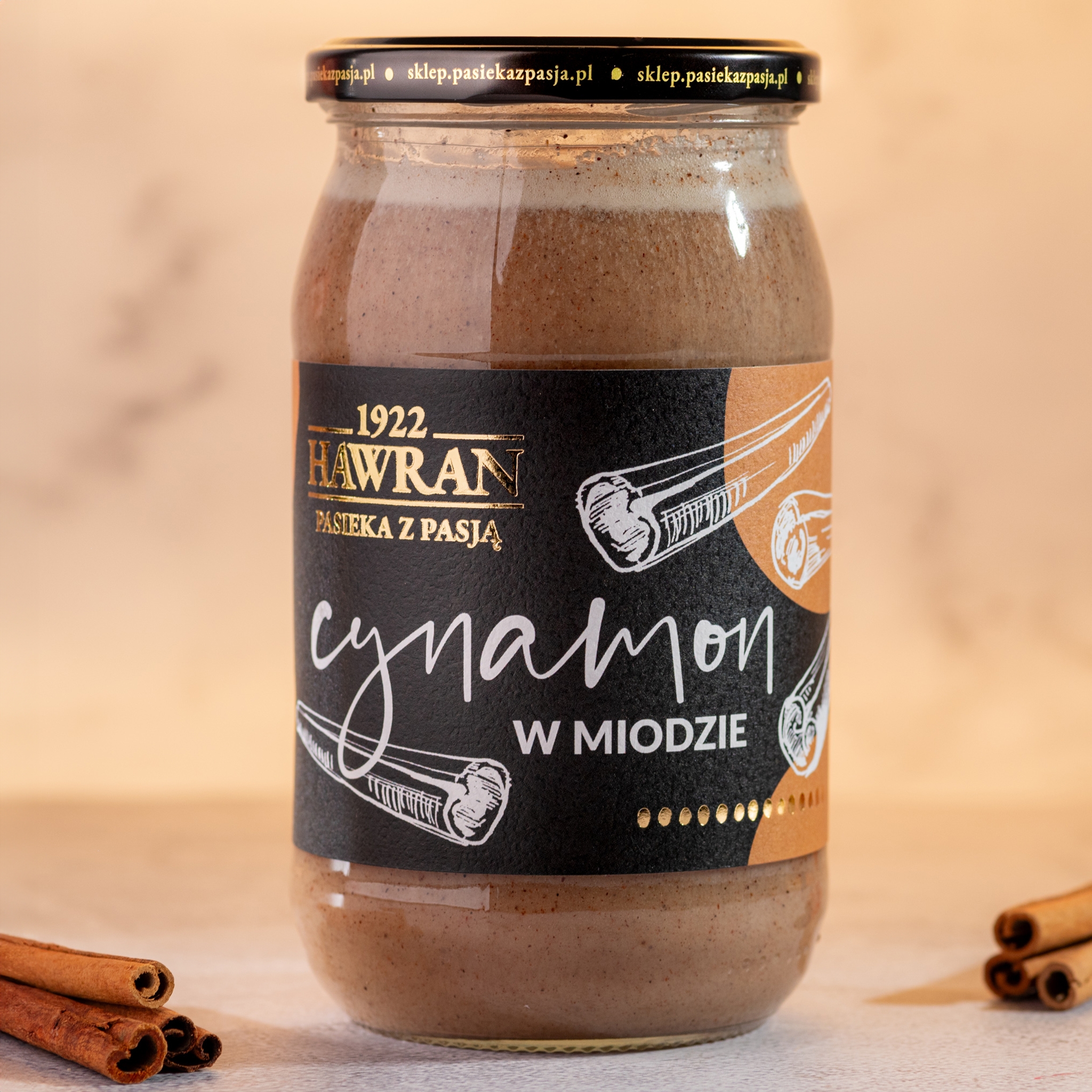 Cynamon w miodzie wielokwiatowym 1010g - Pasieka z Pasją Hawran