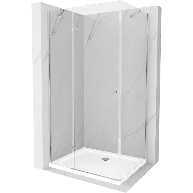 Kabina prysznicowa Mexen Roma uchylna 70 x 80 cm transparent chrom + brodzik Flat