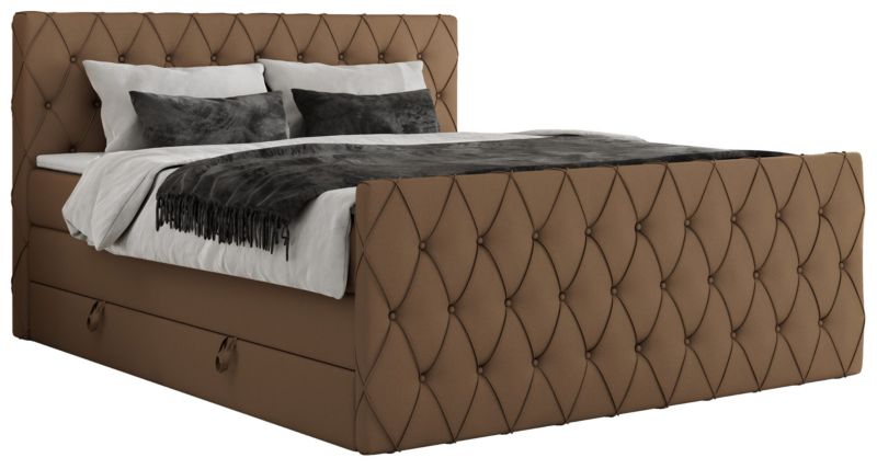 Łóżko kontynentalne MKS Meble MIREN KING DUO 140x200 H4 Brązowy ecoskóra 1szt.